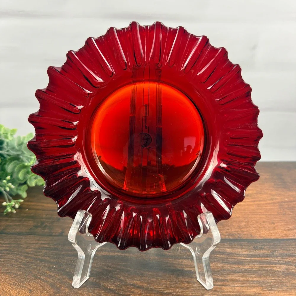 Blenko 420 Ruby Ruffled Art Glass Pre-Designer Plate